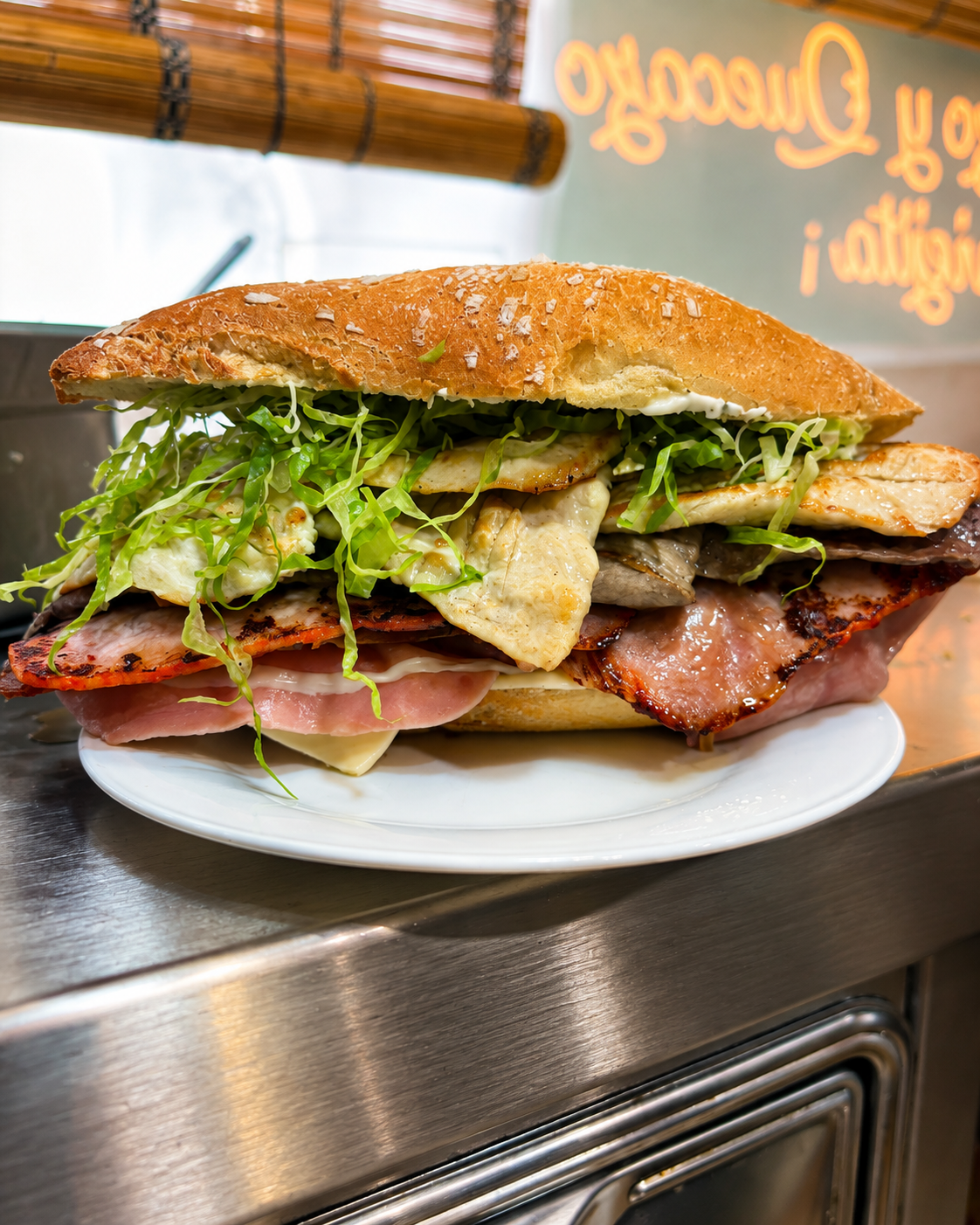 Bocata de bacon en Churrería Los Arenales Iván, Las Palmas